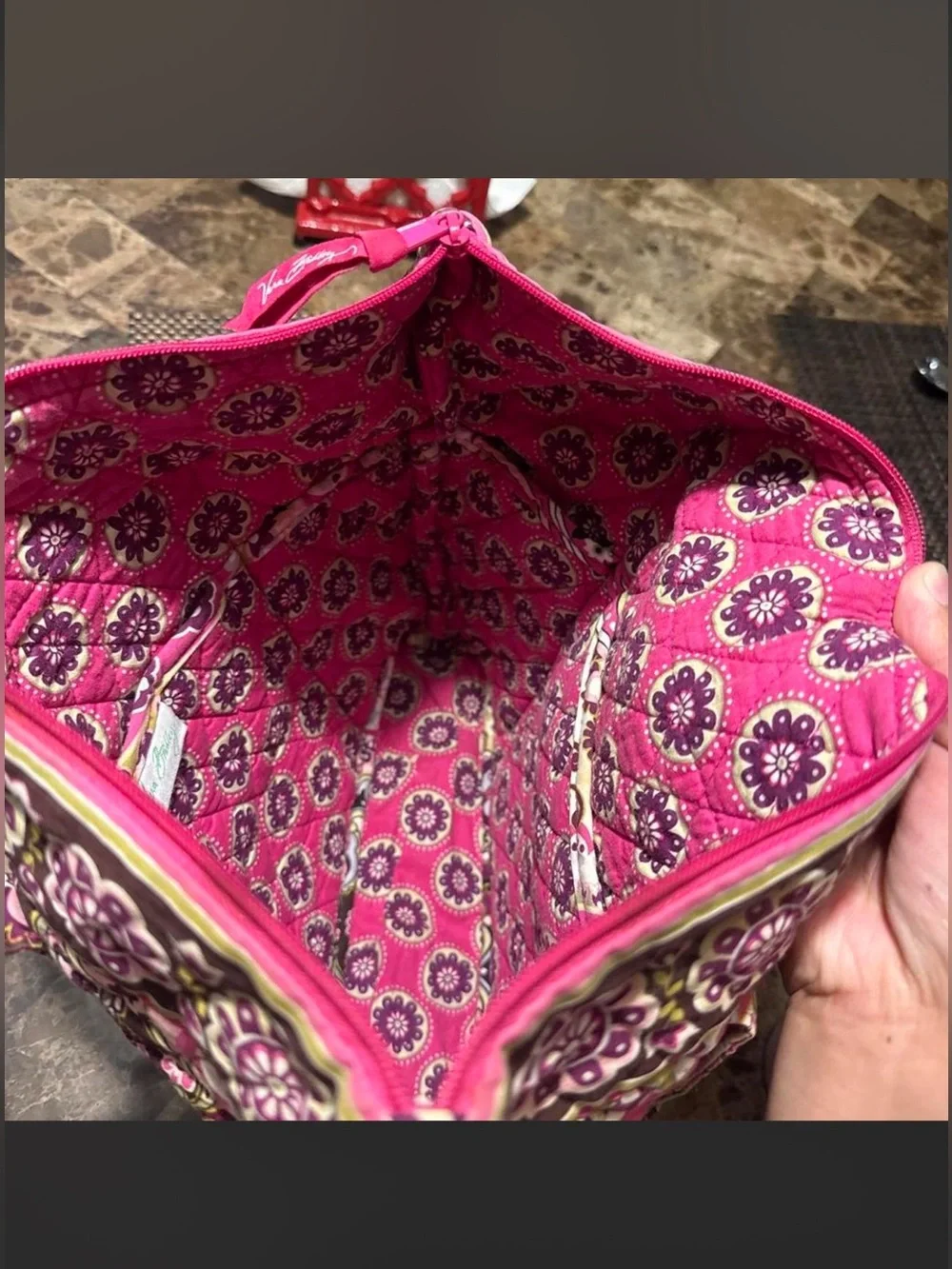 Vera Bradley Pink Paisley Quilted Tote with Matching Wallet